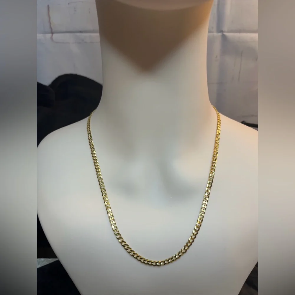 14k Yellow Gold Over Italian sterling silver 20 inch 4.1 MM Italian Cuban chain